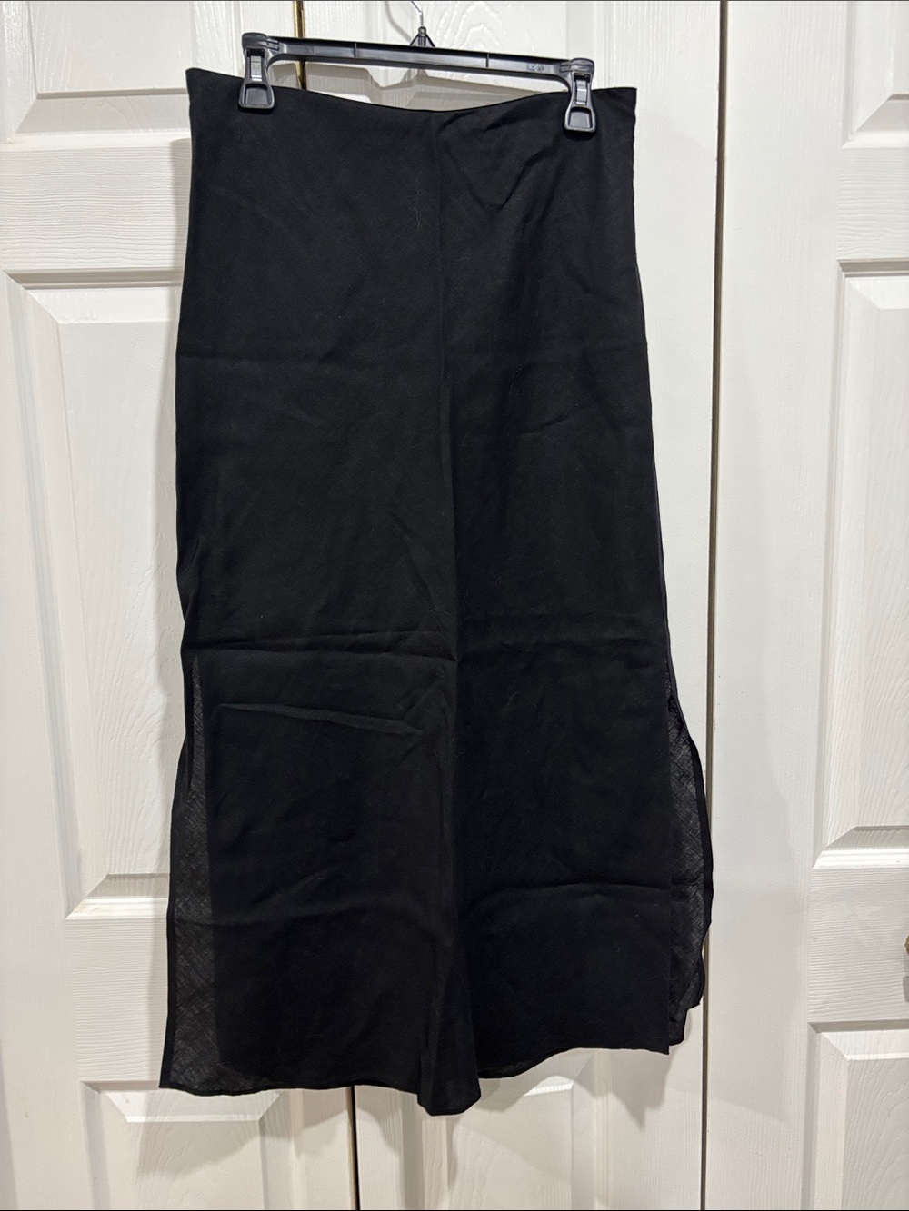 J Crew linen Black Midi Skirt with Side slits